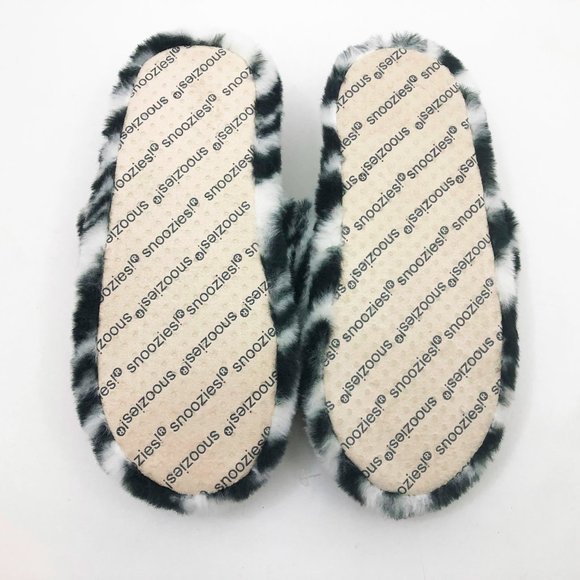 NWT Snoozies Women's Black & White Zebra Stripe Slide Slippers Medium 7/8 - Picture 5 of 6
